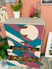 Image 4 of Mid Century Chest of Drawers Hand Painted Abstract Geometric 