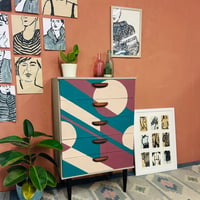 Image 5 of Mid Century Chest of Drawers Hand Painted Abstract Geometric 
