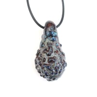 Image 3 of Glass geode pendant necklace featuring green mushroom borosilicate
