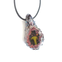 Image 1 of Glass geode pendant necklace featuring green mushroom borosilicate