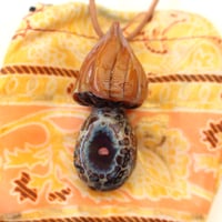 Image 5 of Handmade borosilicate glass geode pendant mushroom shape with opal inside