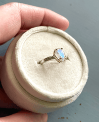 Image 3 of bohemian rainbow moonstone ring . size 6