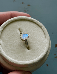 Image 2 of bohemian rainbow moonstone ring . size 6
