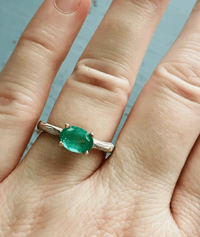 Image 2 of emerald ring with twig band . size 7