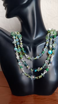 Image 7 of MULTI SHADED GREEN GEMSTONES BEADS, CHIPS AND CUBE BEADS SET