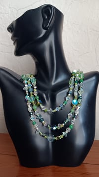 Image 10 of MULTI SHADED GREEN GEMSTONES BEADS, CHIPS AND CUBE BEADS SET