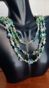 Image 3 of MULTI SHADED GREEN GEMSTONES BEADS, CHIPS AND CUBE BEADS SET