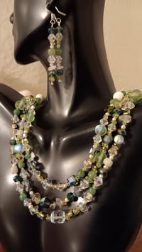 Image 8 of MULTI SHADED GREEN GEMSTONES BEADS, CHIPS AND CUBE BEADS SET