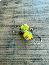 Image 4 of Vintage Glass Roses sterling silver  earrings/ n17