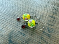 Image 6 of Vintage Glass Roses sterling silver  earrings/ n17