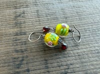 Image 7 of Vintage Glass Roses sterling silver  earrings/ n17