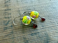 Image 1 of Vintage Glass Roses sterling silver  earrings/ n17