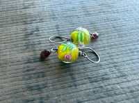 Image 9 of Vintage Glass Roses sterling silver  earrings/ n17