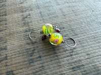 Image 10 of Vintage Glass Roses sterling silver  earrings/ n17