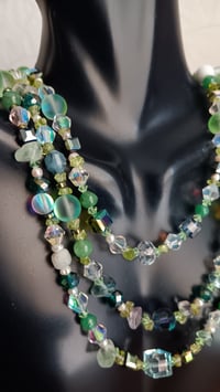 Image 6 of MULTI SHADED GREEN GEMSTONES BEADS, CHIPS AND CUBE BEADS SET