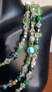 Image 2 of MULTI SHADED GREEN GEMSTONES BEADS, CHIPS AND CUBE BEADS SET