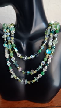 Image 12 of MULTI SHADED GREEN GEMSTONES BEADS, CHIPS AND CUBE BEADS SET