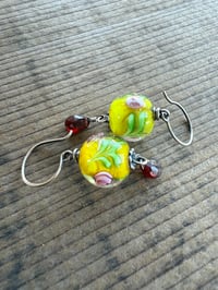 Image 13 of Vintage Glass Roses sterling silver  earrings/ n17