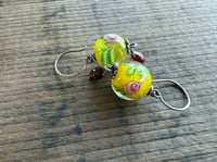 Image 14 of Vintage Glass Roses sterling silver  earrings/ n17