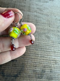 Image 19 of Vintage Glass Roses sterling silver  earrings/ n17