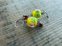 Image 20 of Vintage Glass Roses sterling silver  earrings/ n17