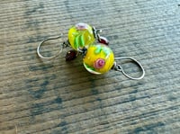 Image 21 of Vintage Glass Roses sterling silver  earrings/ n17