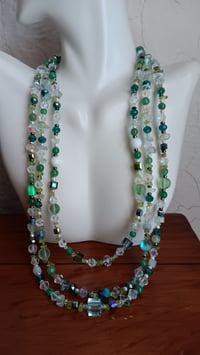 Image 9 of MULTI SHADED GREEN GEMSTONES BEADS, CHIPS AND CUBE BEADS SET