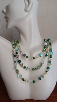 Image 14 of MULTI SHADED GREEN GEMSTONES BEADS, CHIPS AND CUBE BEADS SET