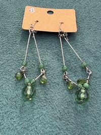 Image 2 of Dangling Green Tear Drops Earrings