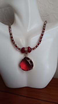 Image 2 of BI COLOR TOURMALINE WITH DUO RUBY STONE NECKLACE 