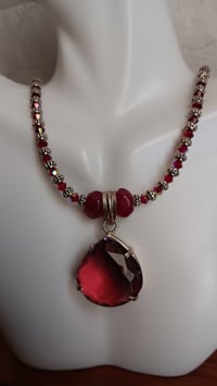 Image 5 of BI COLOR TOURMALINE WITH DUO RUBY STONE NECKLACE 