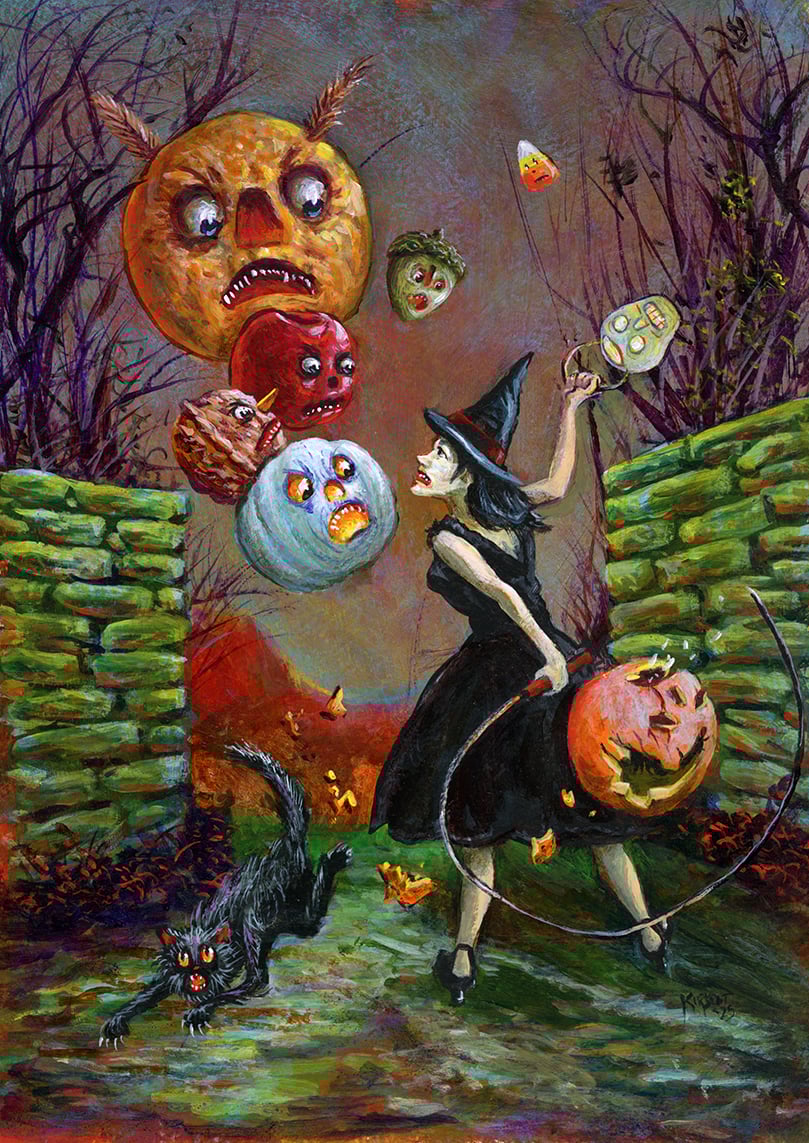 Image of "Threshold" The December 2025 Shiverbones Halloween Postcard