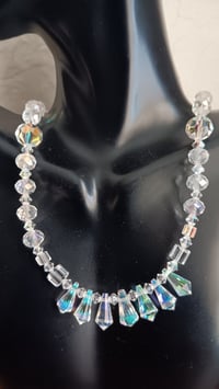 Image 5 of CLEAR AURORA BOREALIS TEARDROPS, AND SWAROVSKI CUBES AND ROUNDS NECKLACE