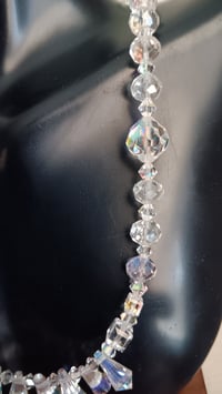 Image 6 of CLEAR AURORA BOREALIS TEARDROPS, AND SWAROVSKI CUBES AND ROUNDS NECKLACE