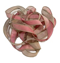 Image 2 of 1PC. STRAWBERRY TART 42" hand dyed wrist wrap bracelet silk ribbon//Yoga wrist wrap bracelet ribbon