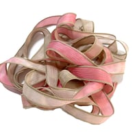 Image 3 of 1PC. STRAWBERRY TART 42" hand dyed wrist wrap bracelet silk ribbon//Yoga wrist wrap bracelet ribbon