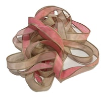 Image 5 of 1PC. STRAWBERRY TART 42" hand dyed wrist wrap bracelet silk ribbon//Yoga wrist wrap bracelet ribbon