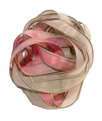 Image 7 of 1PC. STRAWBERRY TART 42" hand dyed wrist wrap bracelet silk ribbon//Yoga wrist wrap bracelet ribbon