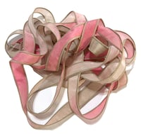 Image 9 of 1PC. STRAWBERRY TART 42" hand dyed wrist wrap bracelet silk ribbon//Yoga wrist wrap bracelet ribbon