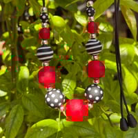 Image 8 of Black/White/Red and Silver Necklace