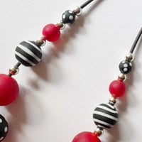 Image 6 of Black/White/Red and Silver Necklace