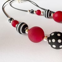 Image 5 of Black/White/Red and Silver Necklace