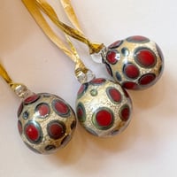 Image 2 of Baubles - Red on Ivory Set of 3