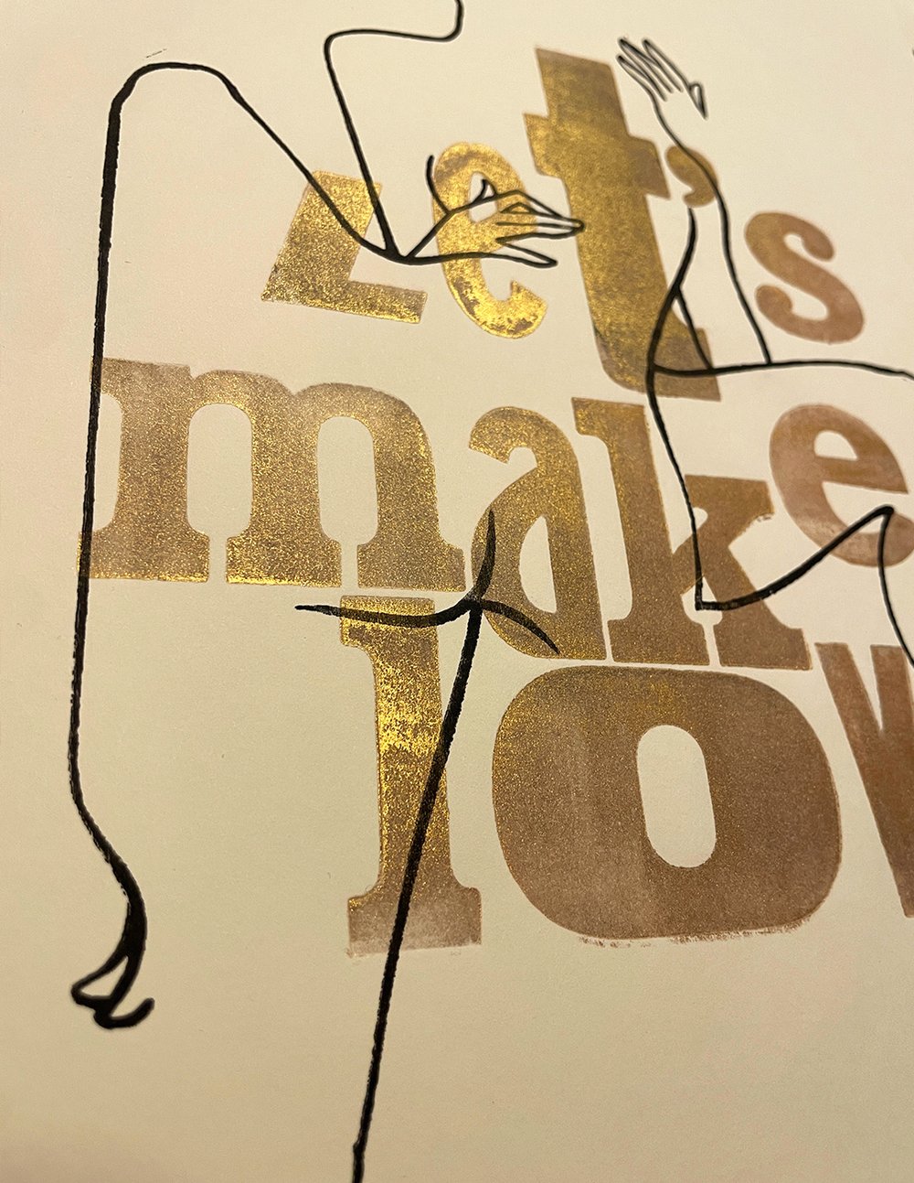 Image of Gold letterpress & woodblock art print