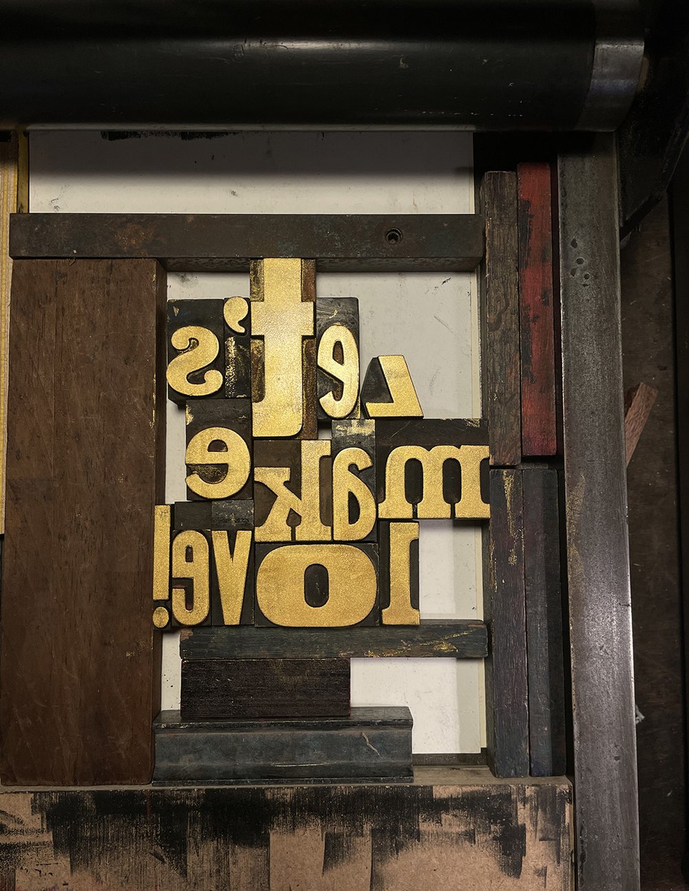 Image of Gold letterpress & woodblock art print