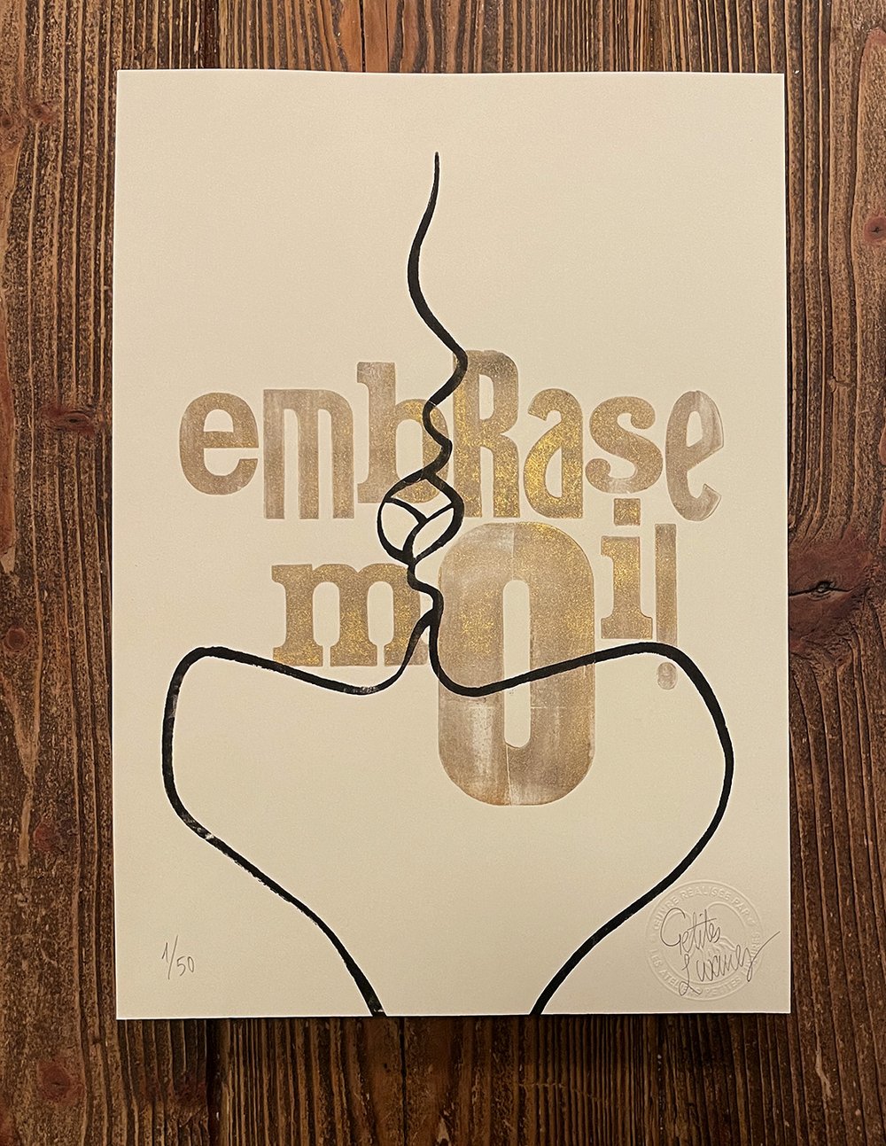 Image of Gold letterpress & woodblock art print