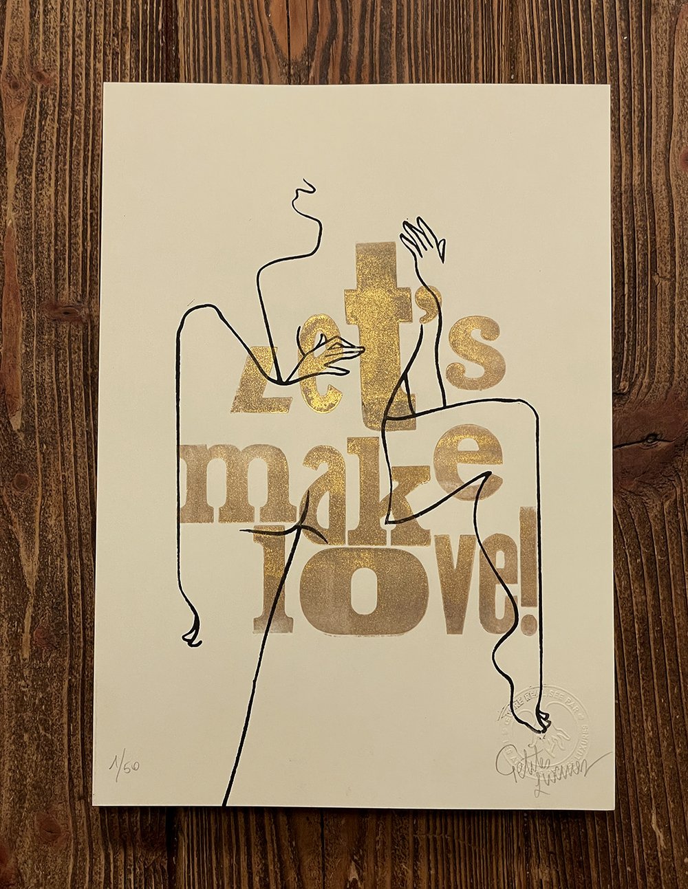 Image of Gold letterpress & woodblock art print
