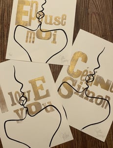 Image of Customizable handmade gold letterpress & woodblock art print