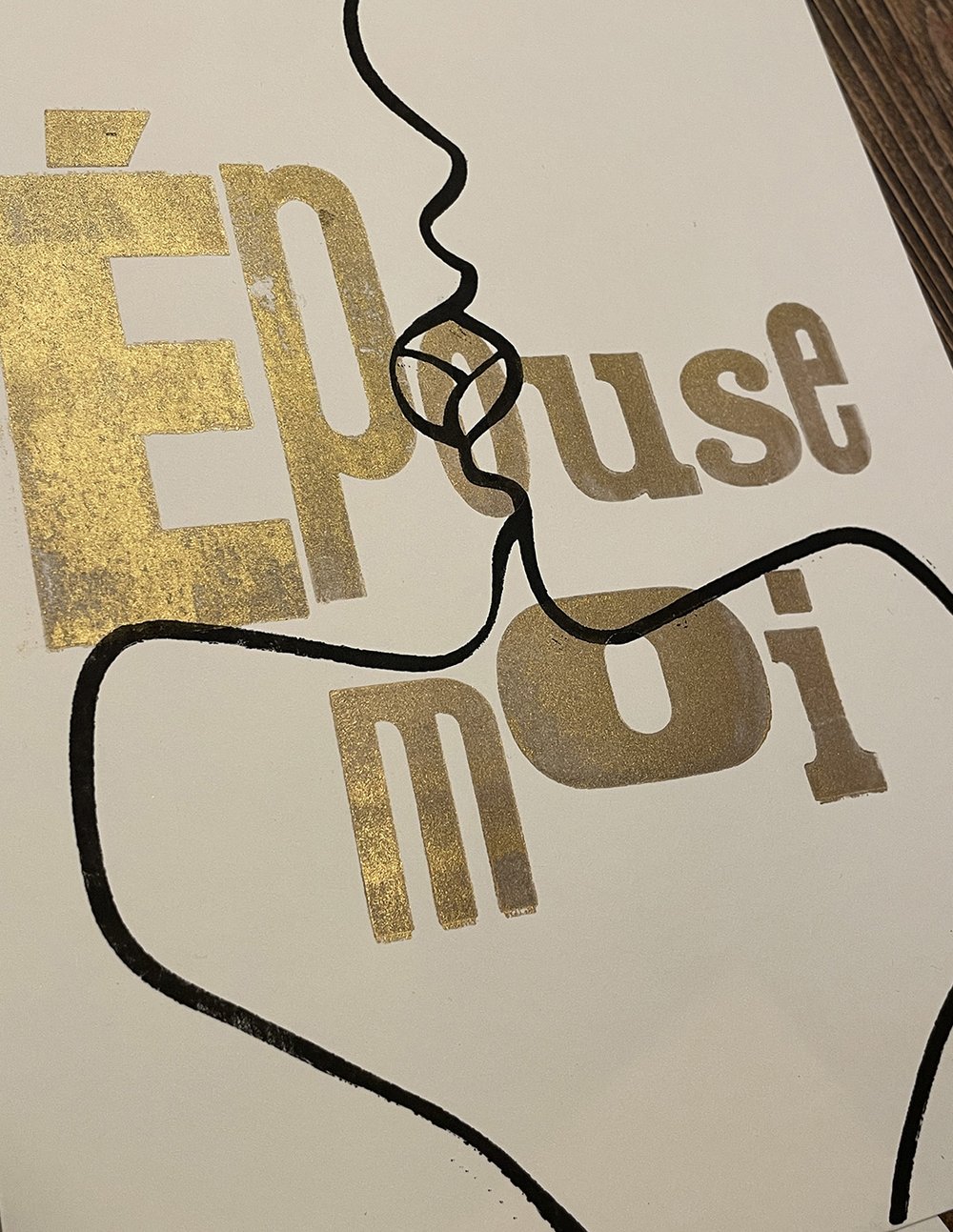 Image of Customizable handmade gold letterpress & woodblock art print