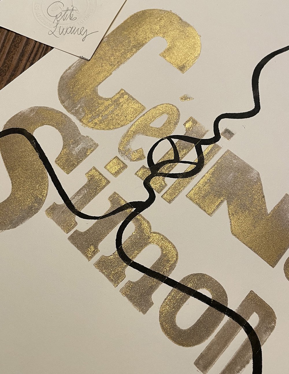 Image of Customizable handmade gold letterpress & woodblock art print